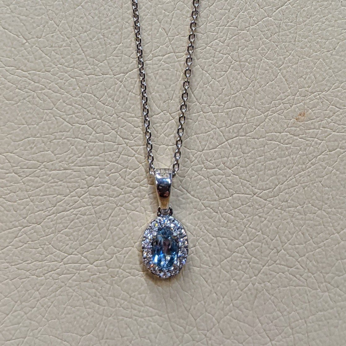 9ct White Gold Aquamarine & Diamond Necklace - Howells Jewellers