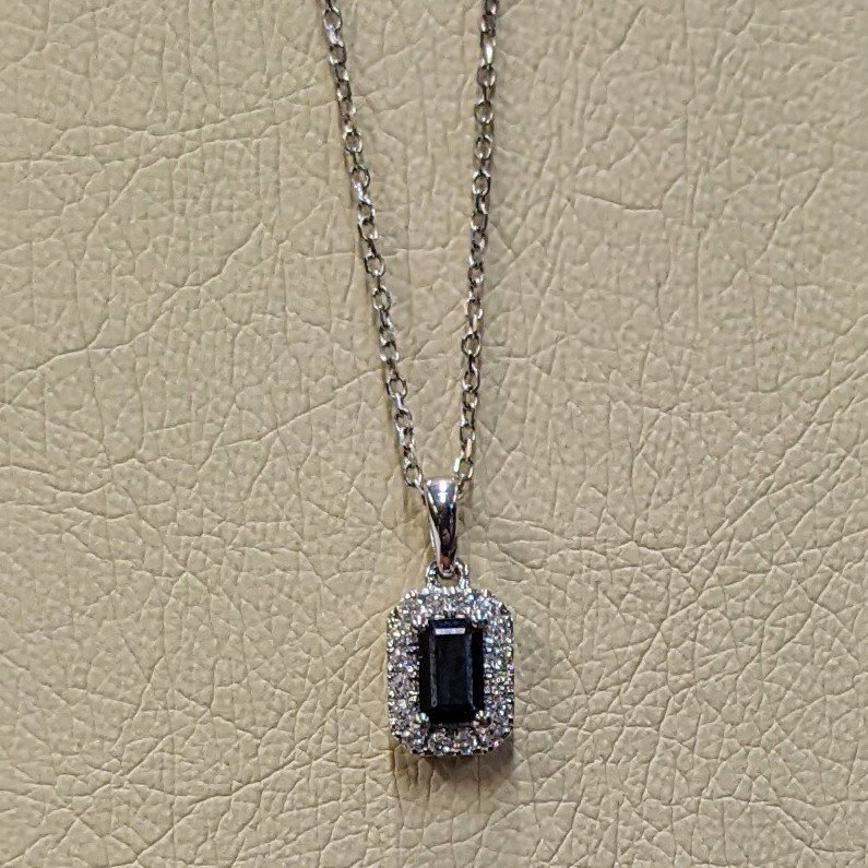 18ct White Gold Sapphire & Diamond Necklace - Howells Jewellers