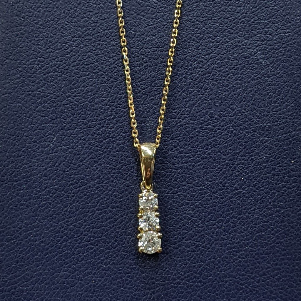 9ct Yellow Gold 3 Drop Diamond Necklace - Howells Jewellers