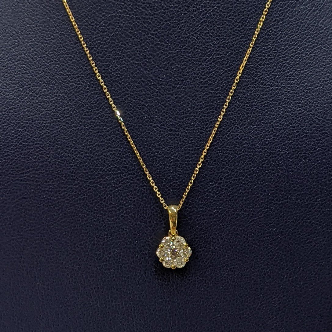 9ct Yellow Gold Diamond Cluster Necklace - Howells Jewellers